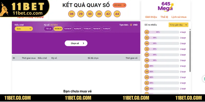 Tạo bộ dự thưởng từ 6 con từ 1 đến 45 để chơi Mega 6/45